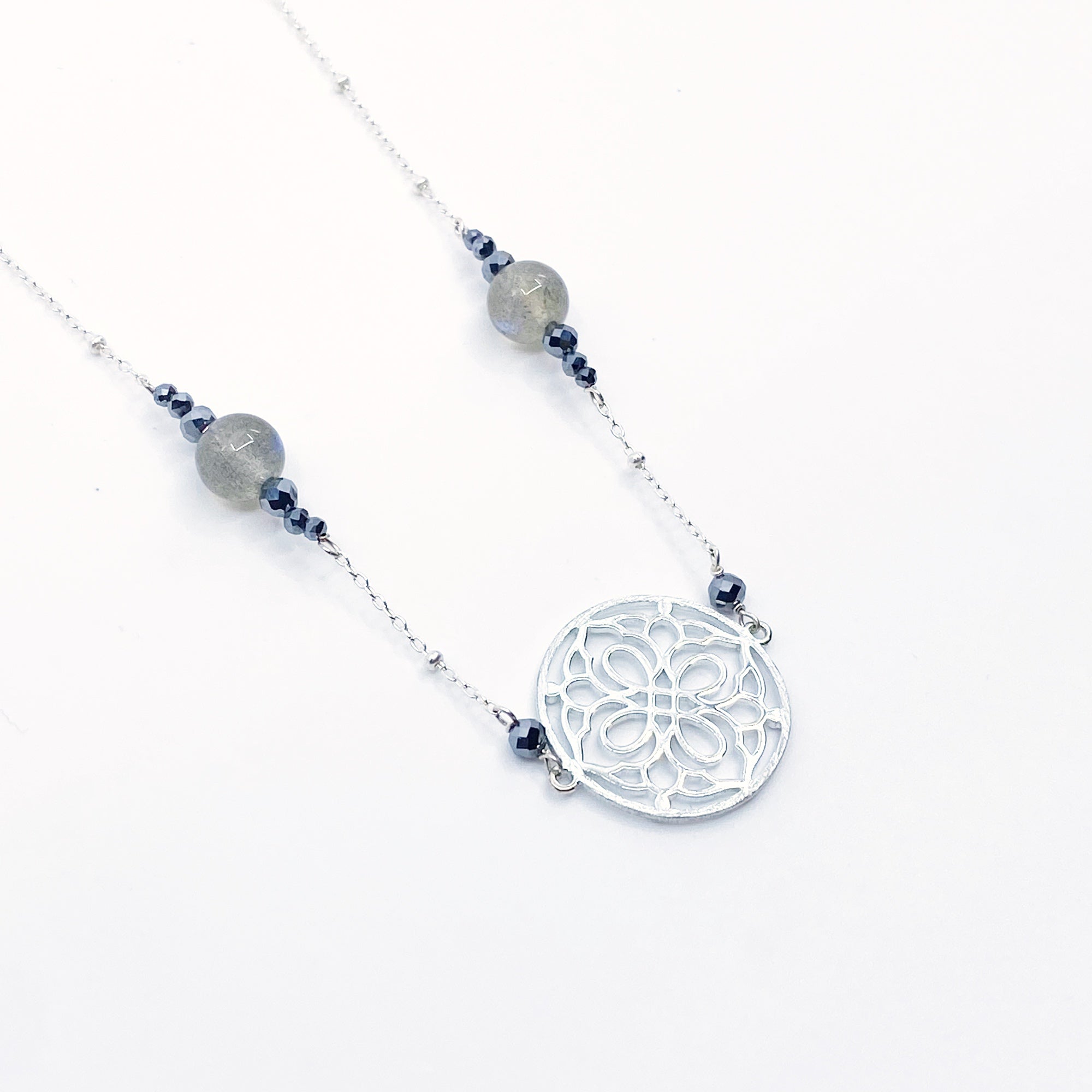 The Nine Gray Gemstone Necklace in Sterling Silver