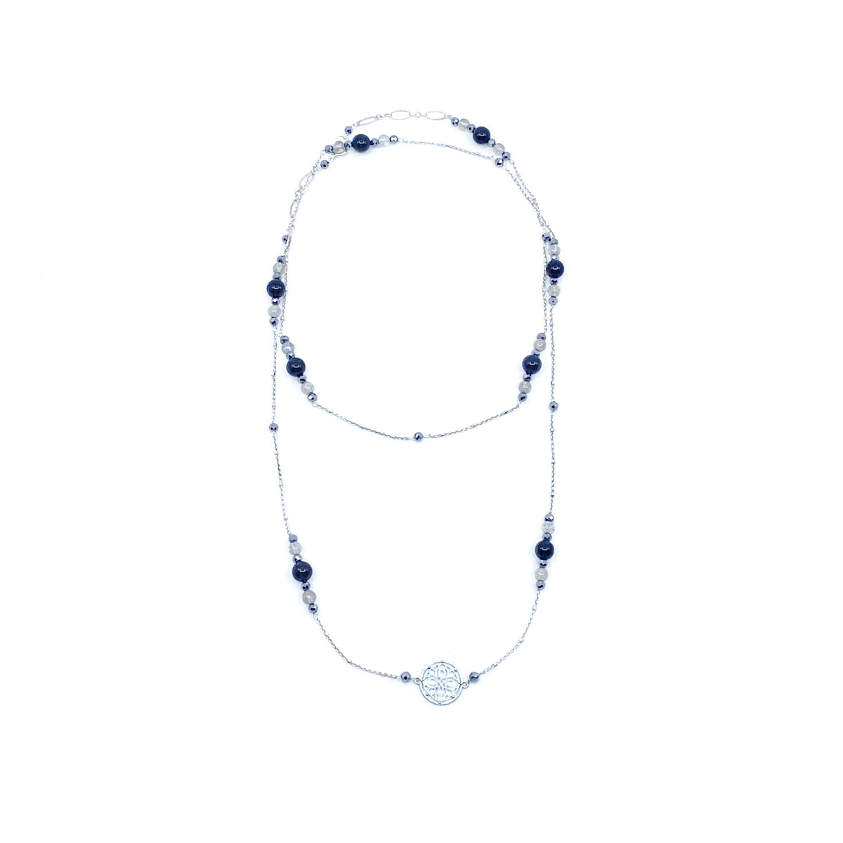 The Nine Gray Gemstone Necklace in Sterling Silver