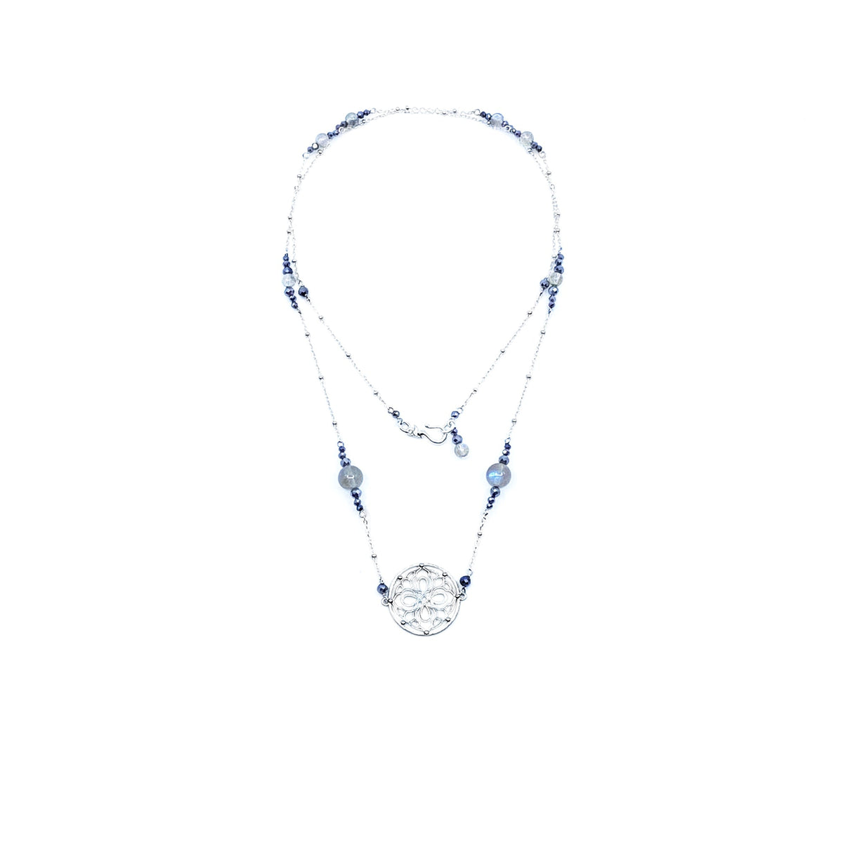 The Nine Gray Gemstone Necklace in Sterling Silver