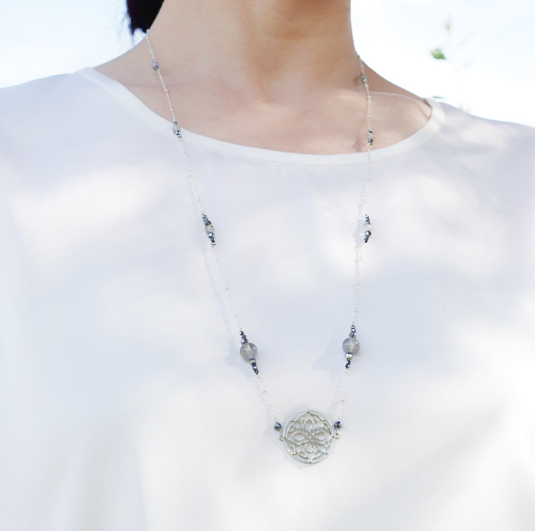 The Nine Gray Gemstone Necklace in Sterling Silver