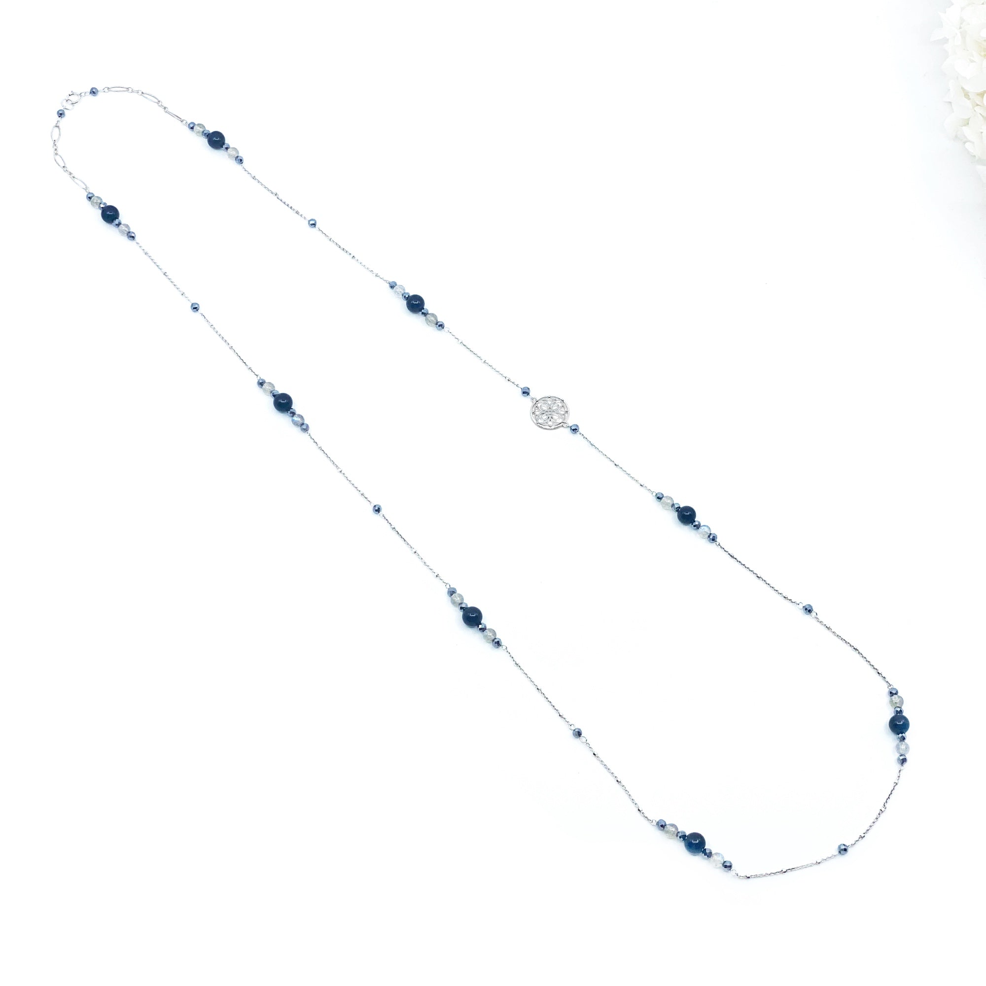 The Nine Gray Gemstone Necklace in Sterling Silver