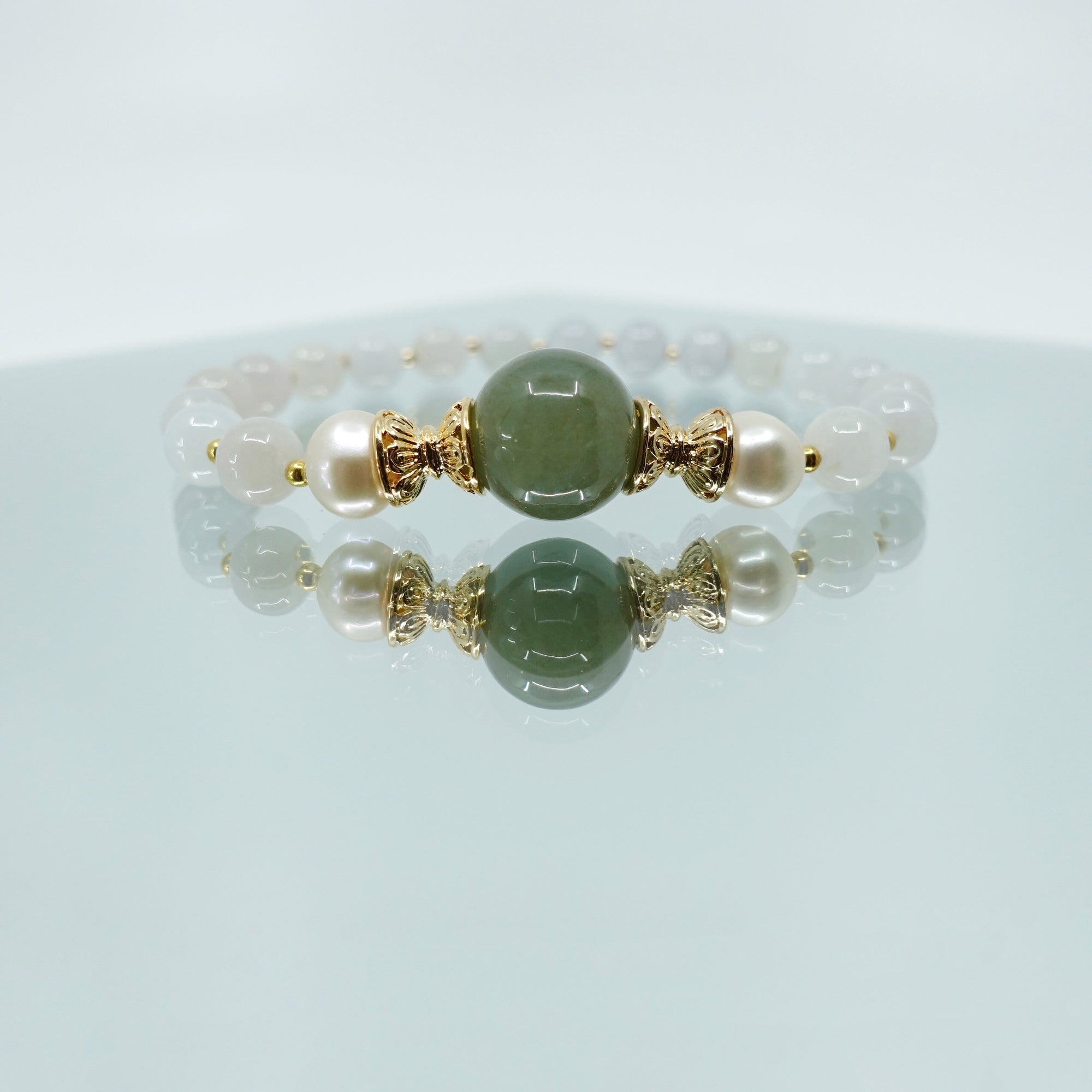 Beaded Mint Jadeite Bracelet