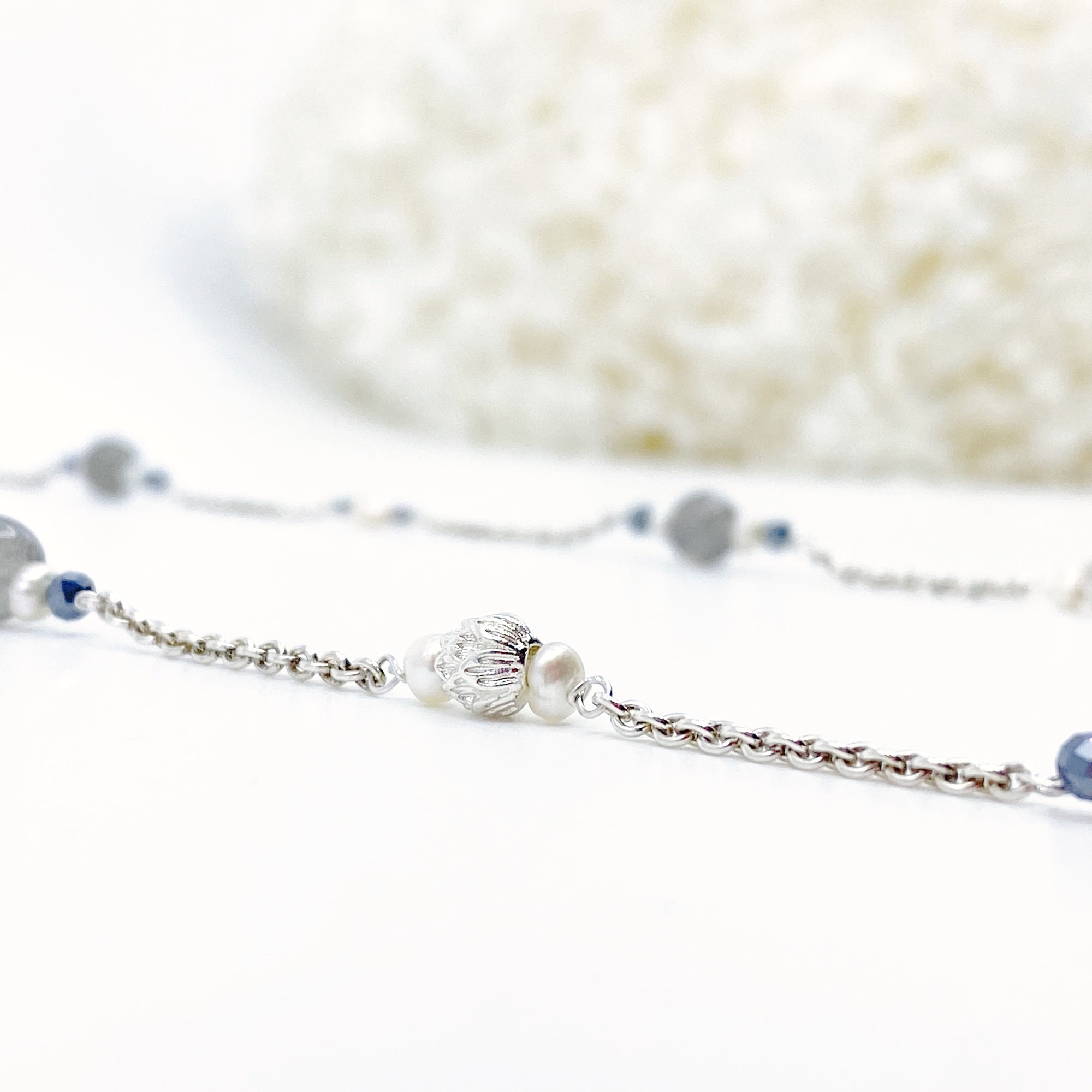 The Nine Gray Moonstone Necklace in Sterling Silver
