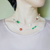 The Nine Jade and Flower Necklace and Earring Set