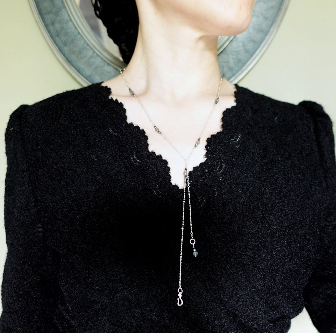 The Nine Gray Gemstone Necklace in Sterling Silver
