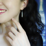 New York Floating Diamond Earrings Silver 