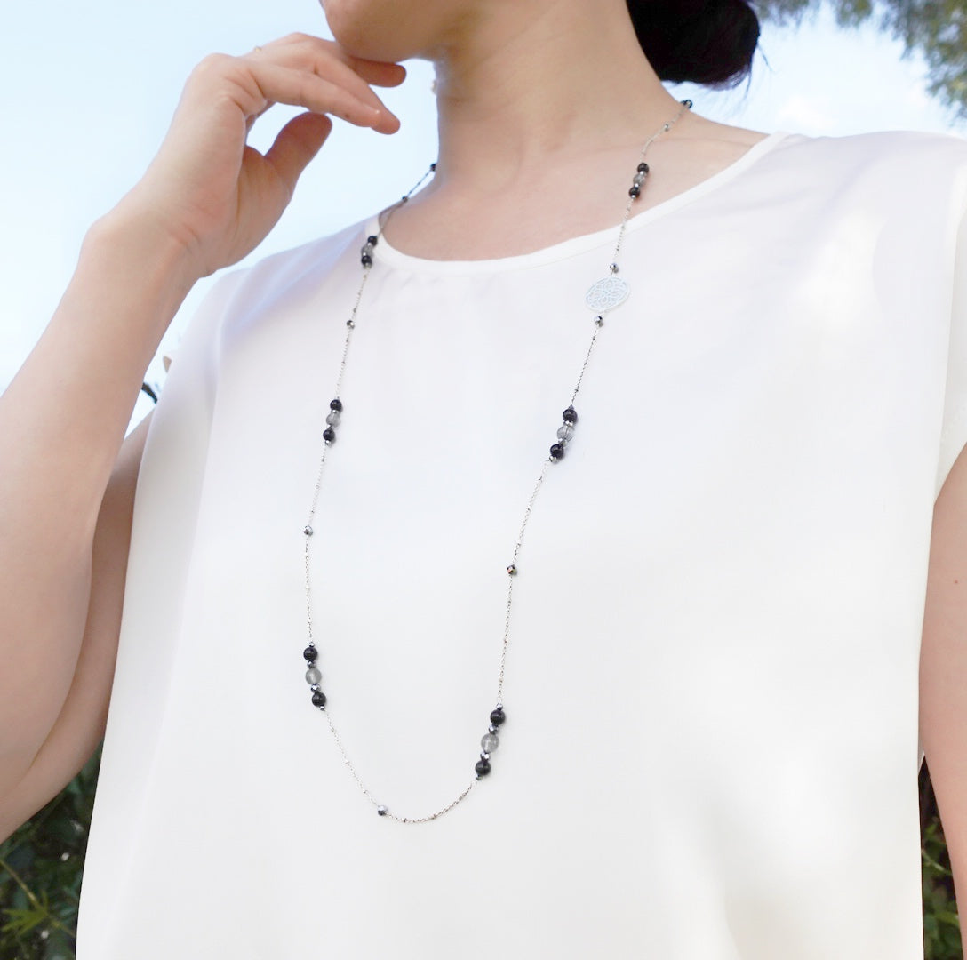 The Nine Gray Gemstone Necklace in Sterling Silver