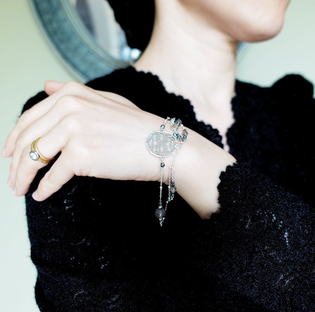 The Nine Gray Gemstone Necklace in Sterling Silver