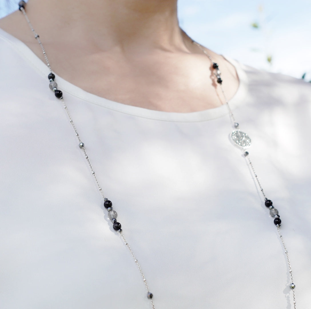 The Nine Gray Gemstone Necklace in Sterling Silver