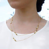 Длинное ожерелье с девятью драгоценными камнями земляного тона