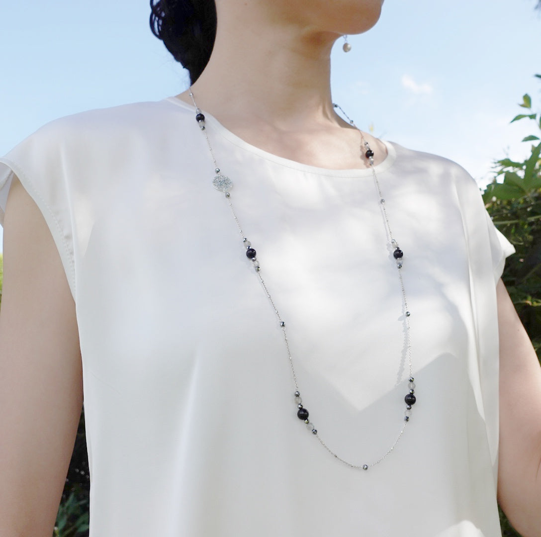 The Nine Gray Gemstone Necklace in Sterling Silver