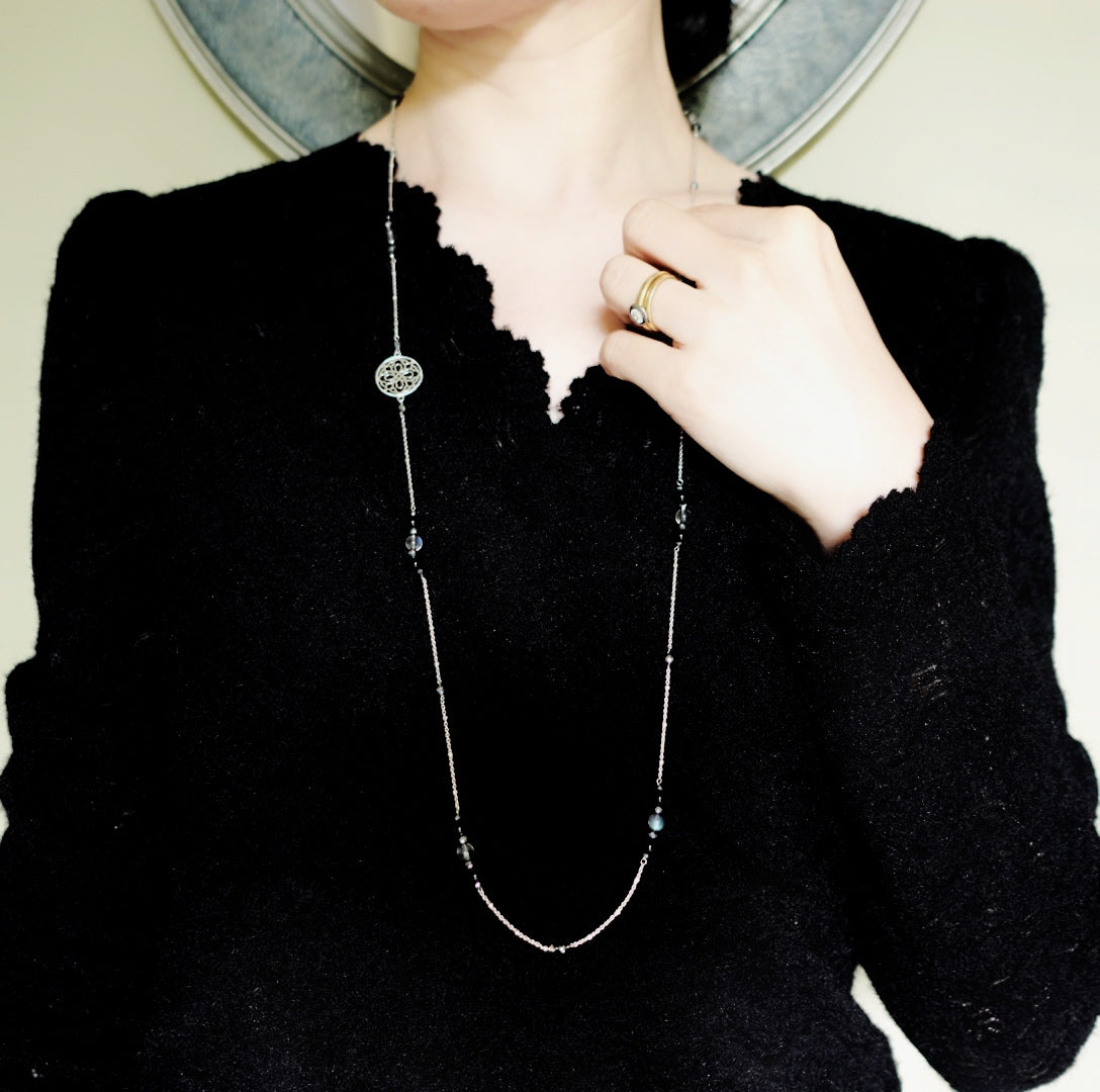 The Nine Gray Gemstone Necklace in Sterling Silver
