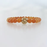 Beaded Lotus Orange Aventurine Bracelet 6mm