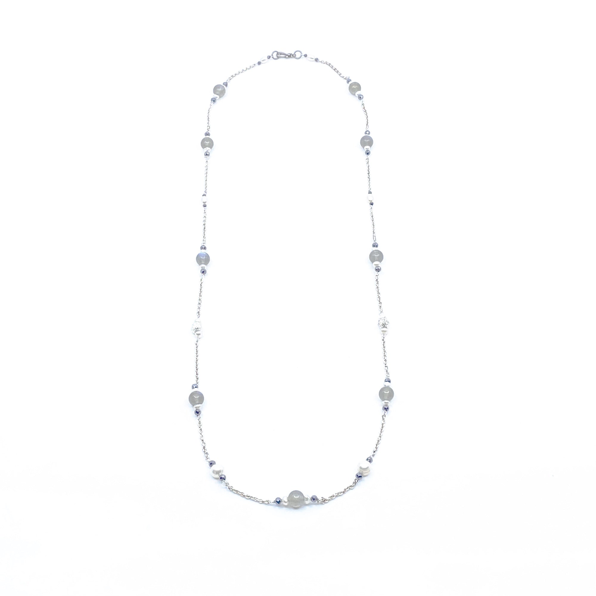 The Nine Gray Moonstone Necklace in Sterling Silver