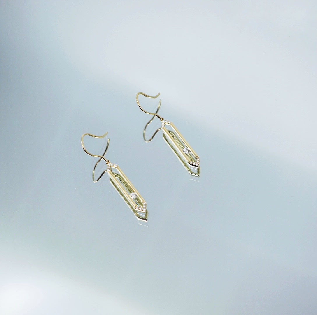 New York Floating Diamond Earrings Silver 