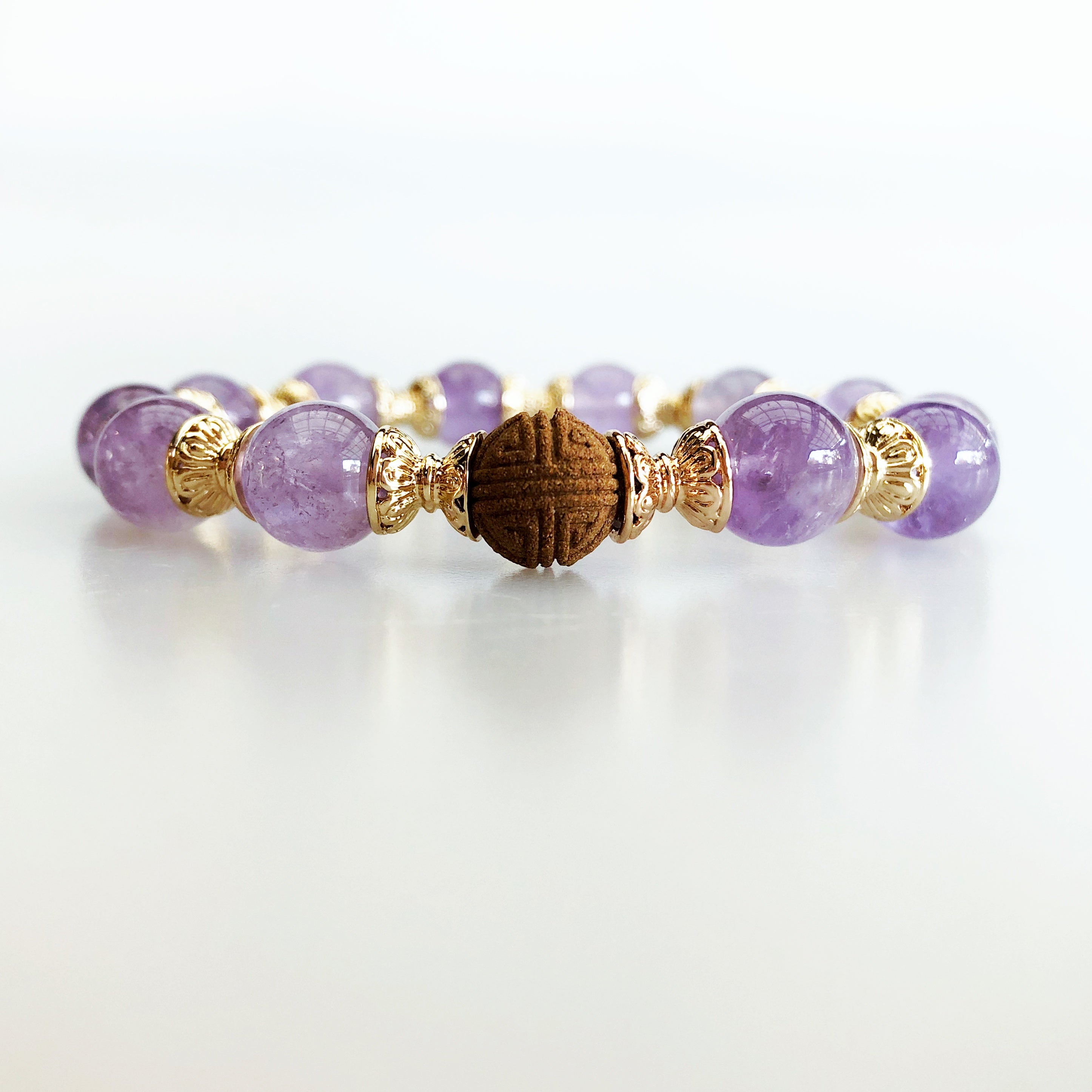 Beaded Herbal Amethyst Bracelet 10mm
