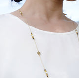 Длинное ожерелье с девятью драгоценными камнями земляного тона