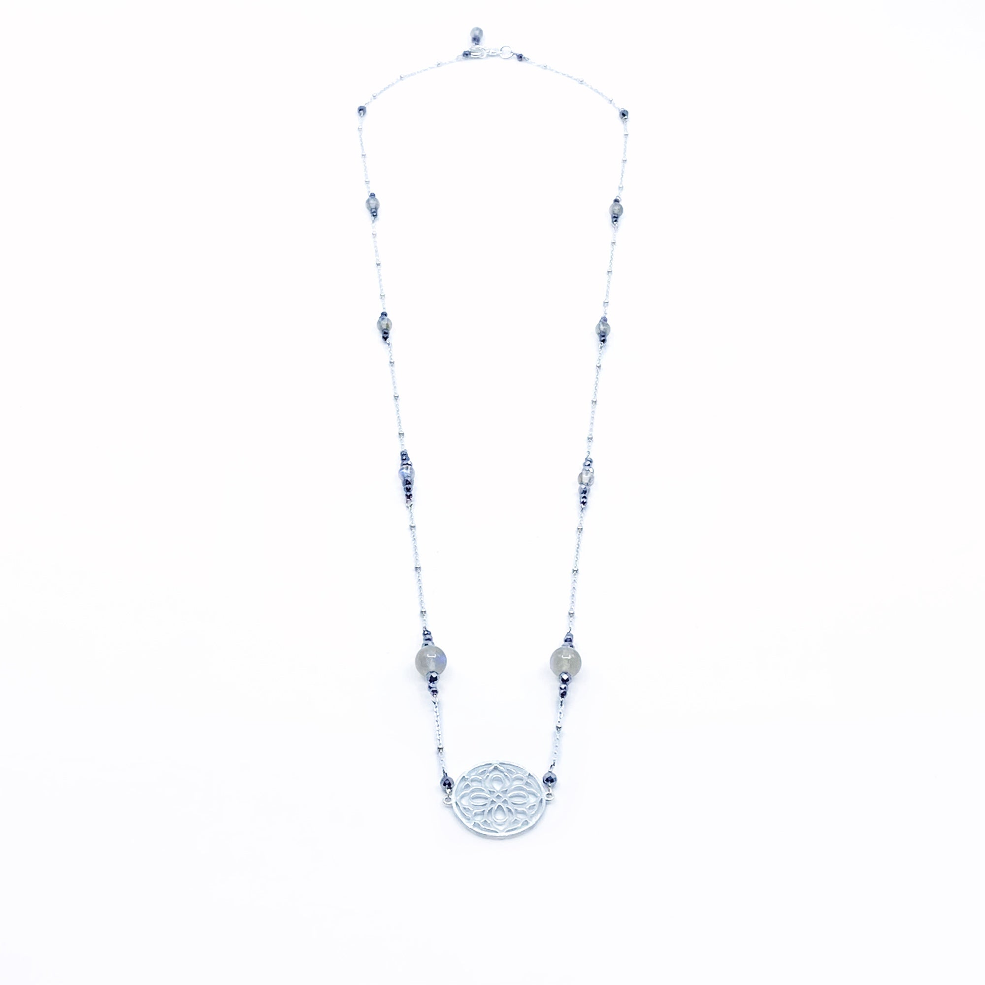 The Nine Gray Gemstone Necklace in Sterling Silver