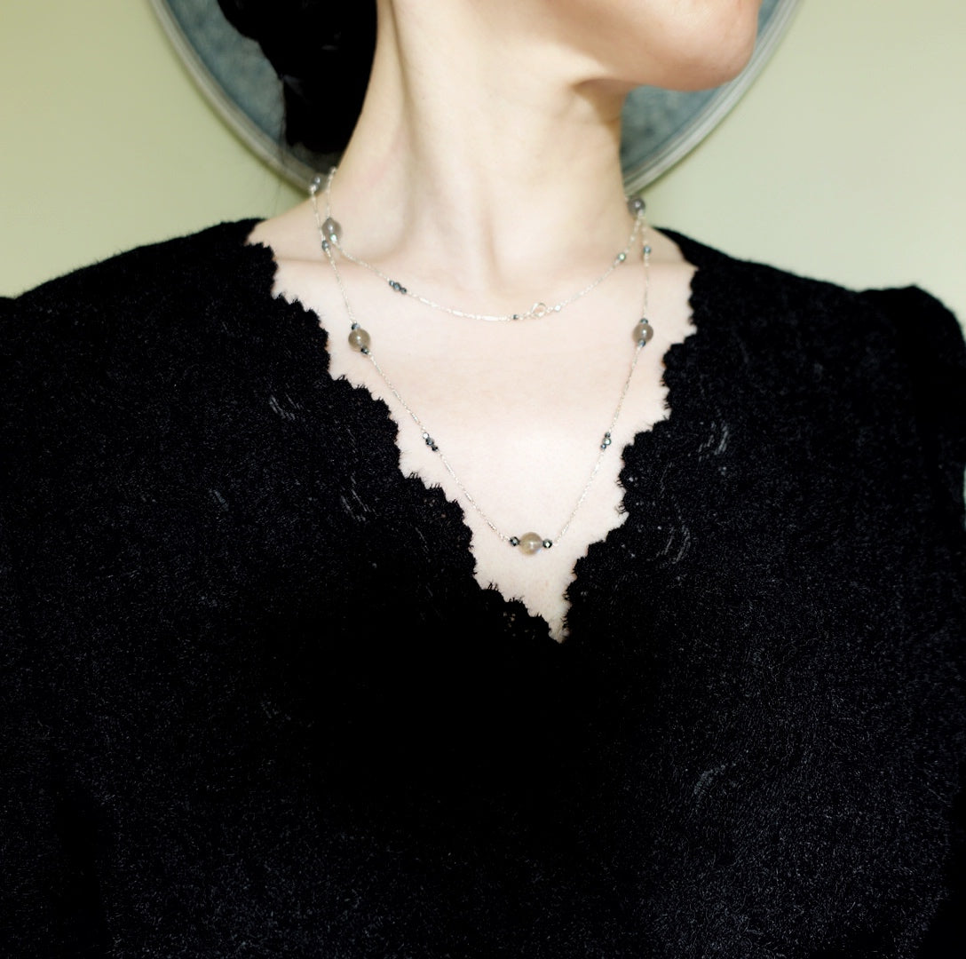 The Nine Gray Gemstone Necklace in Sterling Silver
