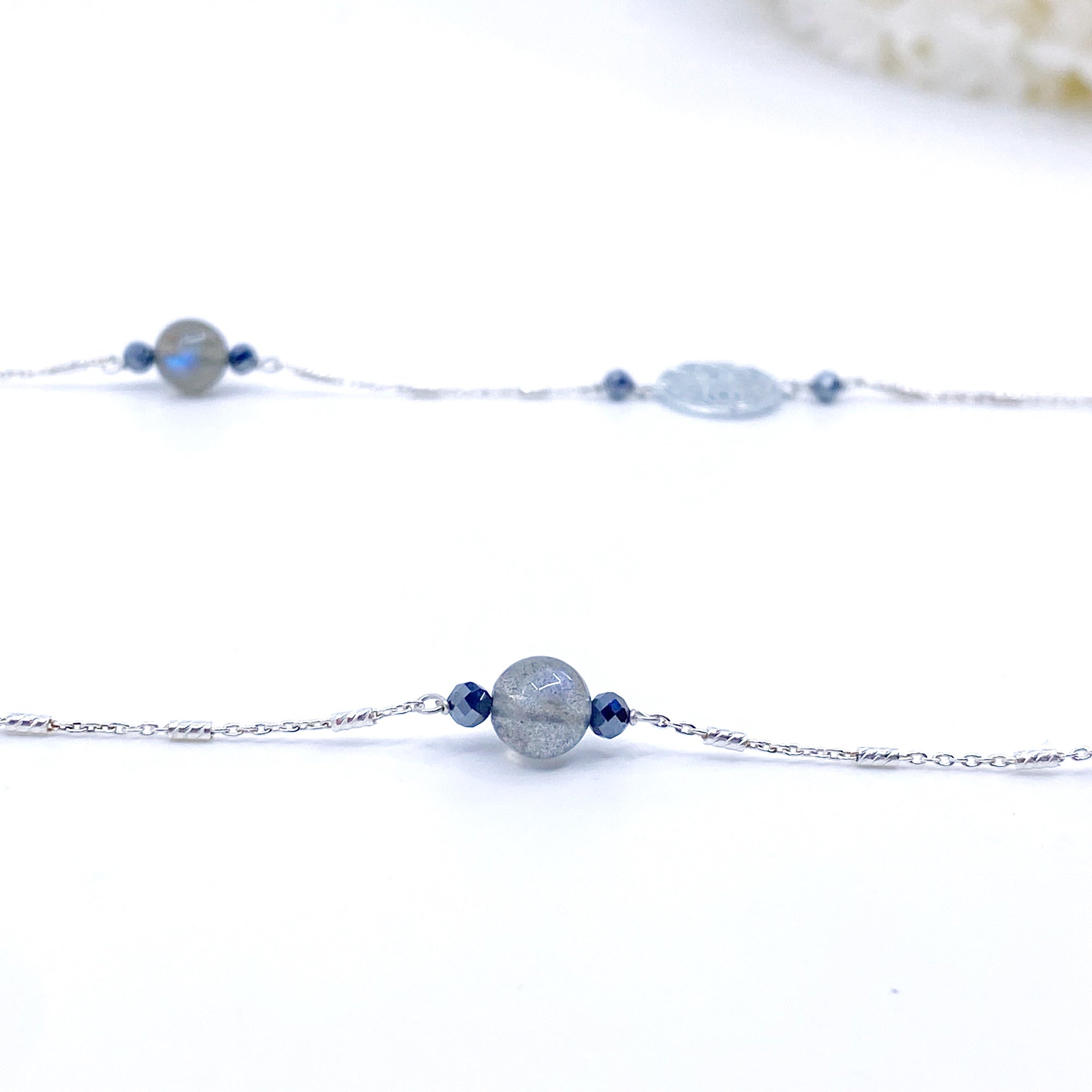 The Nine Gray Gemstone Necklace in Sterling Silver