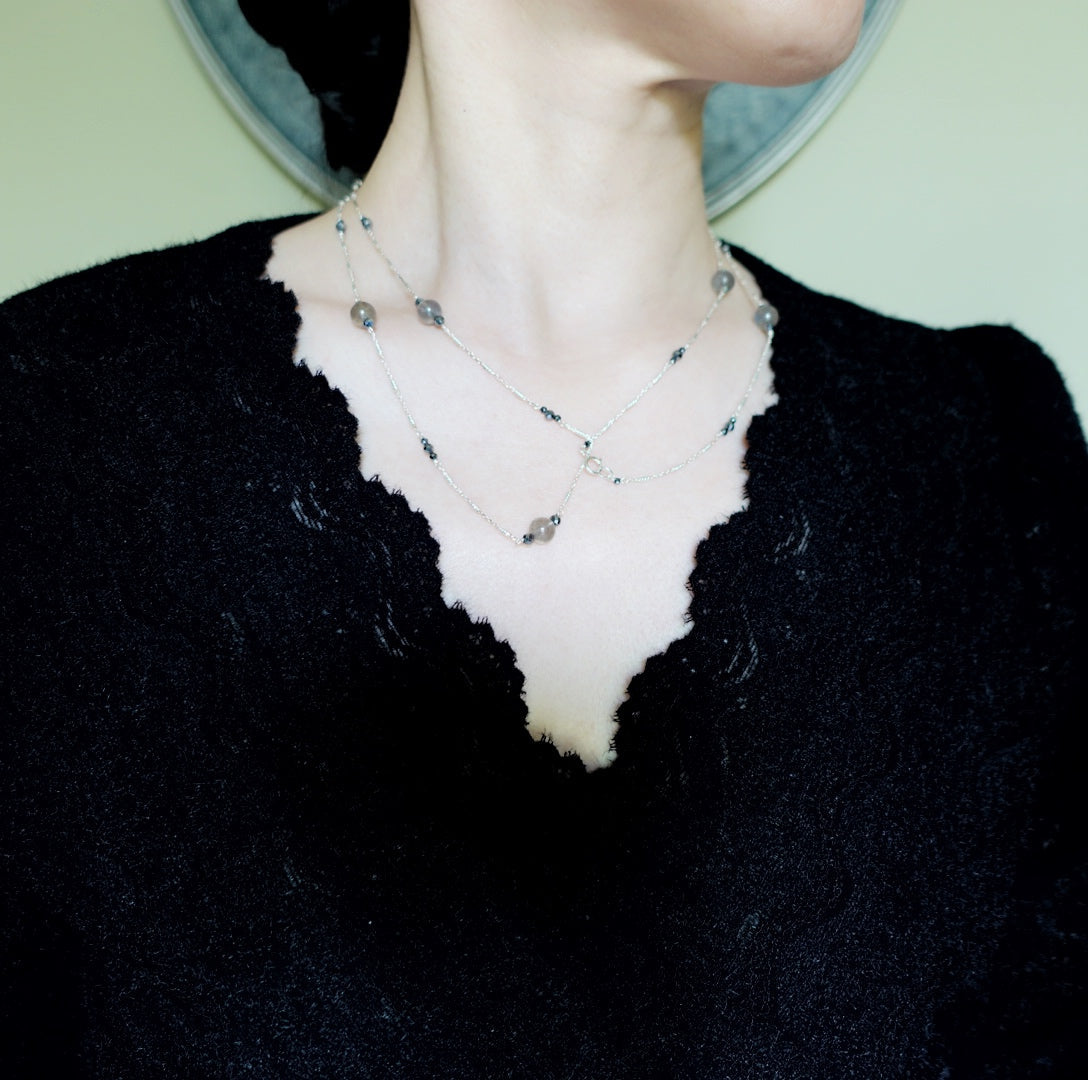 The Nine Gray Gemstone Necklace in Sterling Silver