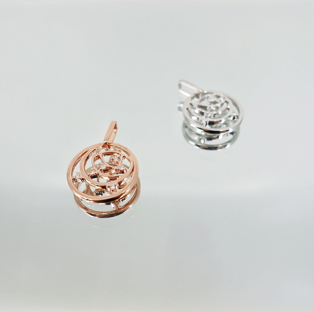 Star Orbit Diamond Coin Pendant Silver