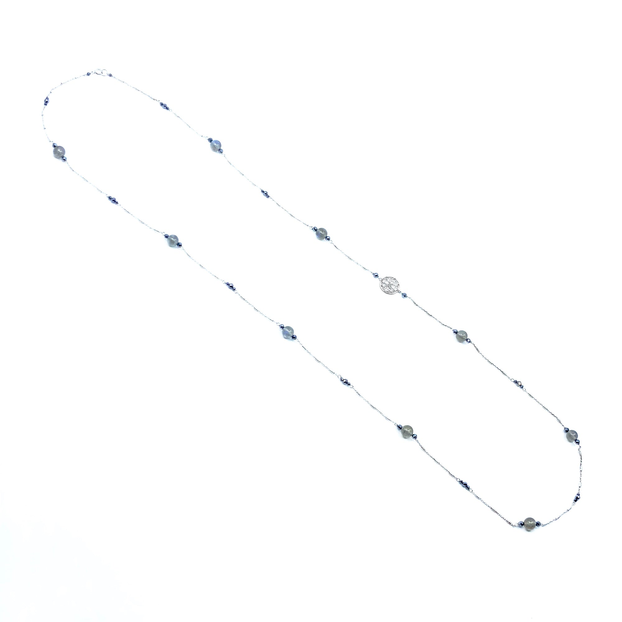 The Nine Gray Gemstone Necklace in Sterling Silver