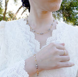 The Nine Gray Gemstone Choker Necklace and Bracelet Set