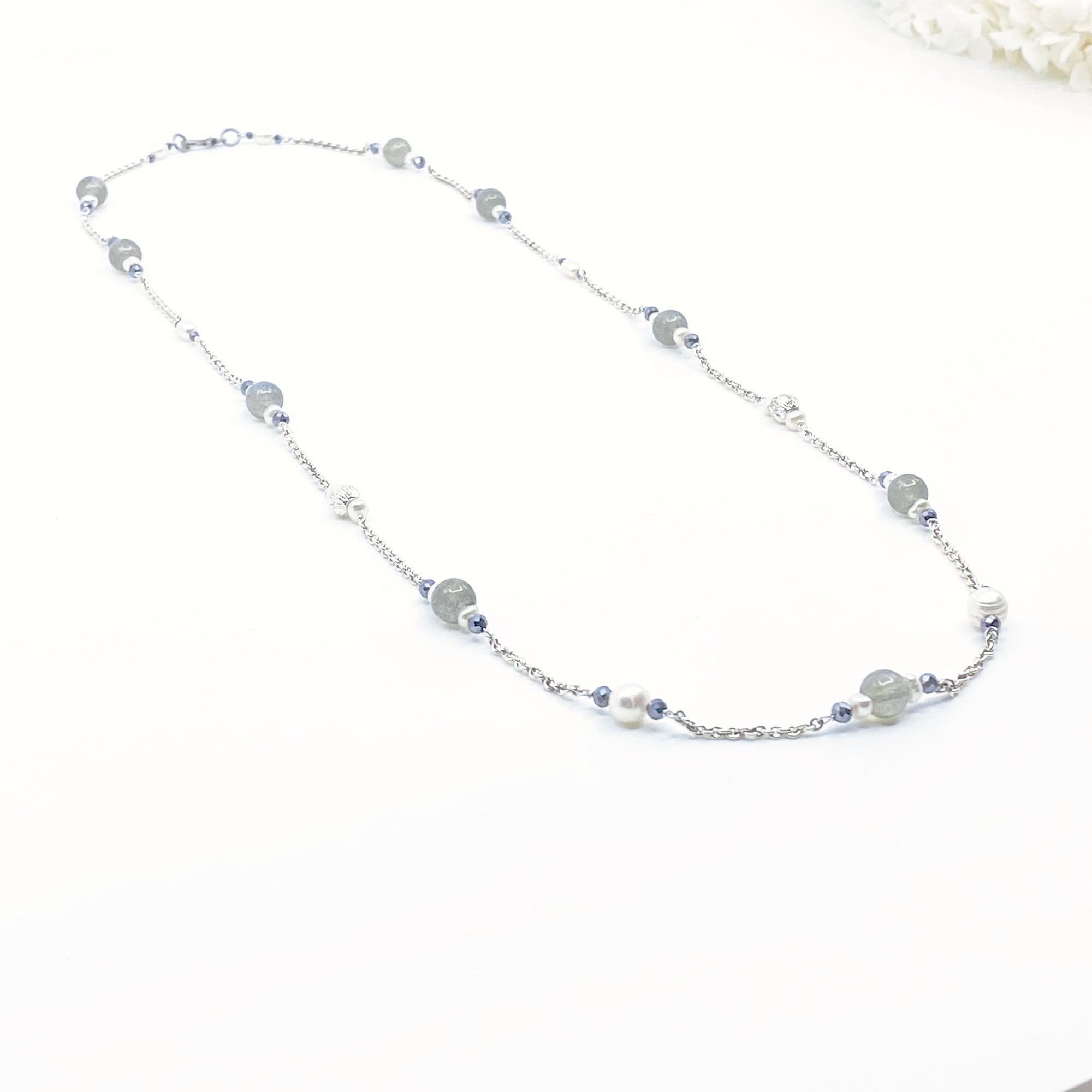 The Nine Gray Moonstone Necklace in Sterling Silver