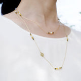 Длинное ожерелье с девятью драгоценными камнями земляного тона