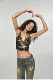 Camouflage 2-in-1 Halter Mesh Camisole