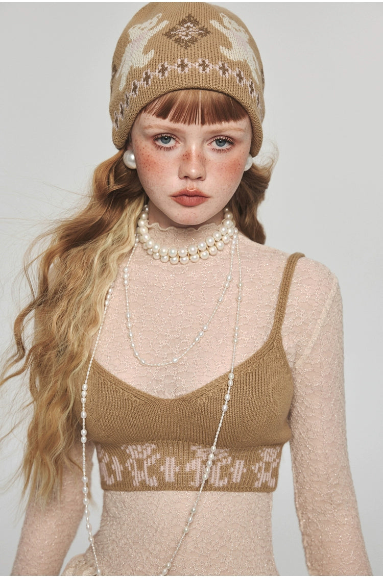 Ruffled Turtleneck Laced Sheer Blouse