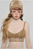 Ruffled Turtleneck Laced Sheer Blouse