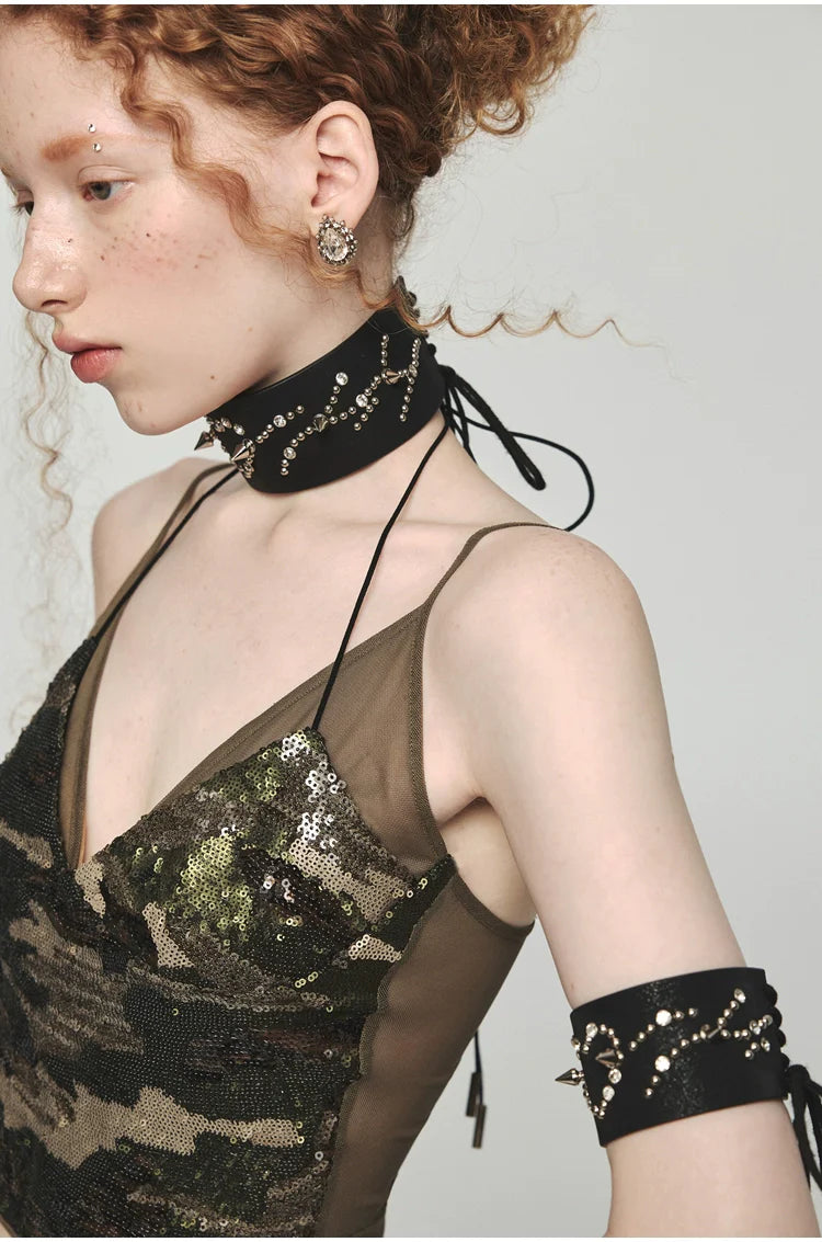 Camouflage 2-in-1 Halter Mesh Camisole