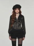 Stretchy Herringbone Satin Shirt
