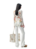 Floral All-over Print Off-the-Shoulder Sheer Cover-up