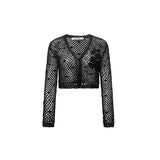 Camel & Black Lace V-neck Cardigan