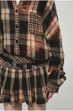 Tie-dye Plaid Shirt & Mini Skirt Set