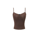 Pleated Lace Waist-cinched Tank Top