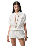 Medium-Sleeve Jacquard Shirt & Shorts Set