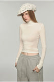 Rhinestone High Neck Long Sleeve T-Shirt