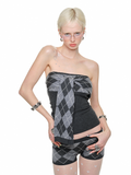 Diamond Pattern Knitted Top & Shorts Set