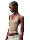 Slanted U-Neck Knot Embroidery Vest