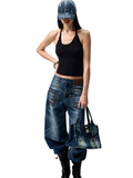 Slanted U-Neck Knot Embroidery Vest