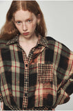 Tie-dye Plaid Shirt & Mini Skirt Set