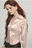 Stretchy Herringbone Satin Shirt