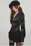Stretchy Herringbone Satin Shirt