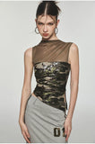 Camouflage Sequin Mesh Tank Top