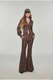 Plaid V-neck Fishbone Shirt