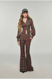 Plaid V-neck Fishbone Shirt